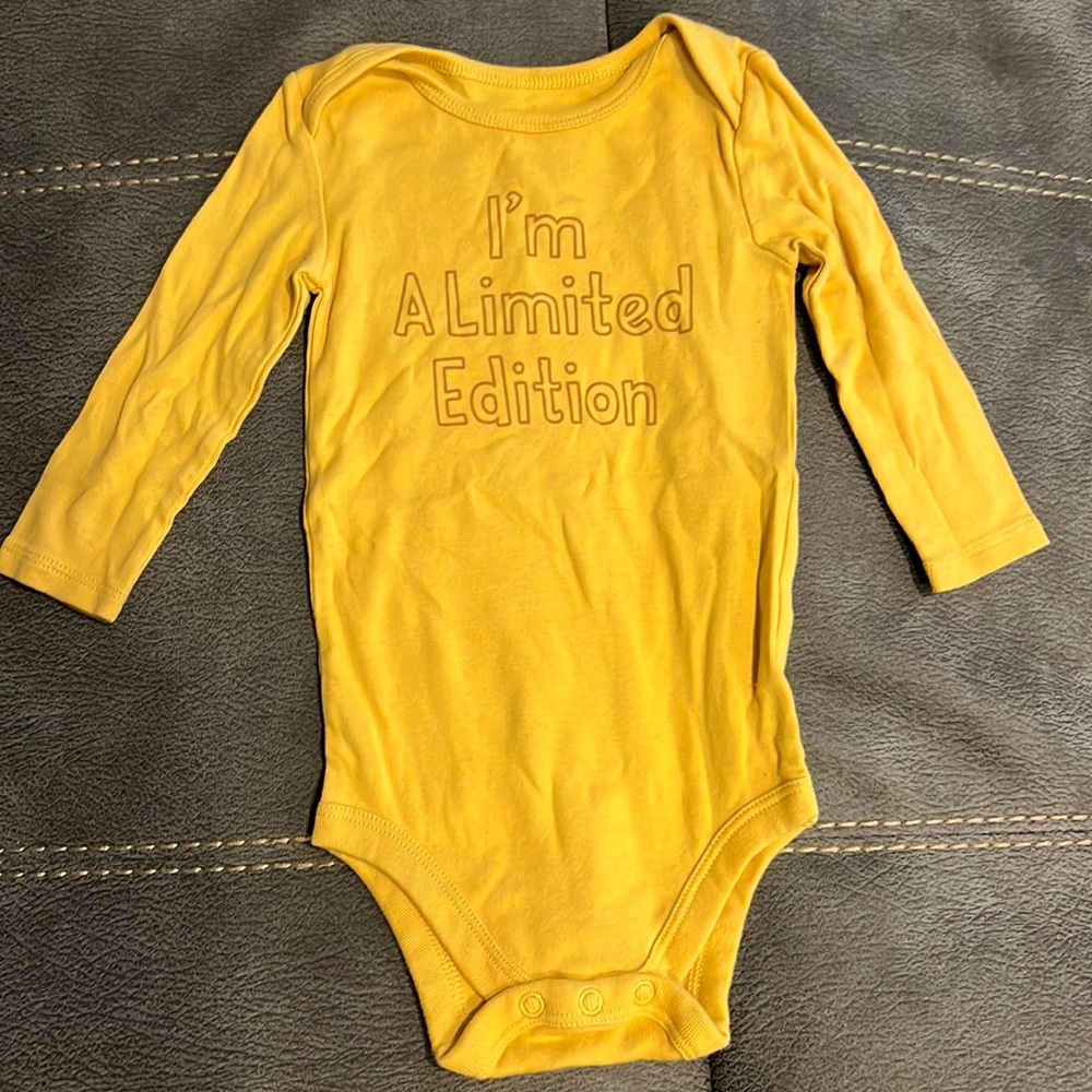 Baby yellow mustard long sleeve onesie size 9 months. Limited edition